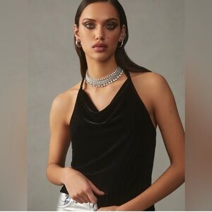 By Anthropologie NWT Cowl Neck Velvet Top